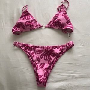 Shien Palm Leaf Patterned Cheeky Bikini Set